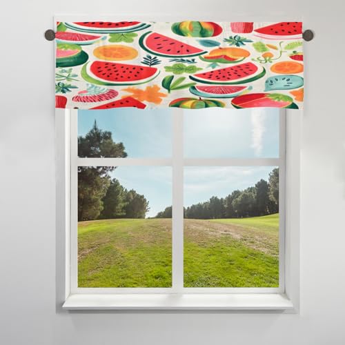 Cortina De Cenefa De Sandía De Frutas Tropicales Para Ventana, Cortina Corta Con Bolsillo Para Barra, Para Cocina, Sala De Estar, Dormitorio, 18 X 60 Pulgadas Cortina De Cenefa De Sandía De Frutas Tropicales Para Ventana, Cortina Corta Con Bolsillo Para Barra, Para Cocina, Sala De Estar, Dormitorio, 18 X 60 Pulgadas