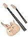 Electric Guitar and Bass Double Neck Kit 6 String and 4 String Guitar Kits Right Handed with Mahogany Body Mahogany Neck Rosewood Fingerboard Build Your Own Guitar and Bass.