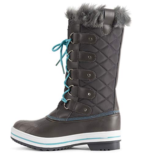 Image of POLAR Womens Snow Boot Nylon Tall Winter Fur Lined Snow Warm Waterproof Rain Boot