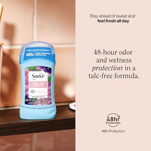 Suave Antiperspirant Deodorant For Women, Invisible, Underarm Deodorant, 48hr Odor & Wetness Protection, Sweet Pea & Violet Fragrance, Sensitive Skin Deodorant Solid Stick, 1.2 oz (12 Bulk Pack) - image 2