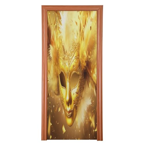 FLildon Carnival Golden Mask Pattern Door Cover Decoration, Party Accessory Porch Decor for Festive Ornament Room Door Covers 36 x 98 Inch