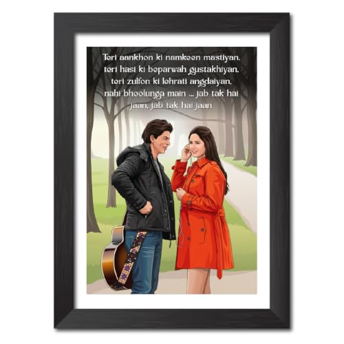 Image of TenorArts Jab tak Hai Jaan Poster Bollywood Movie Shah Rukh Khan Quotes Vector Art Vector Art Posters Photo Framed Painting With Black Wooden Textures (12inches x 9inches)