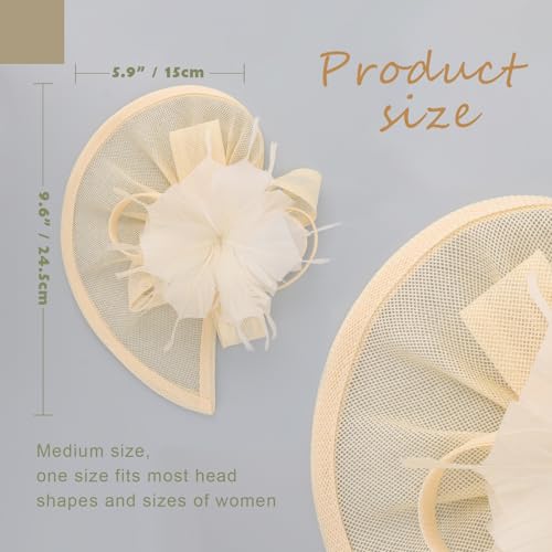 Image of DRESHOW Fascinators Hat Feather Headband Women's Fascinators Tea Party Headwear with Clip Flower Head Band for Girls & Women