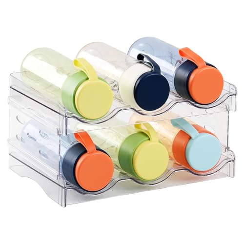 Keerte Acrylic Organizer - Stackable Freestanding Wine Rack, Water Bottle Organizer & Drink Holder for Kitchen, Cabinet, Fridge | Space-Saving Design for Bottles, Cups, Beverages (8.1