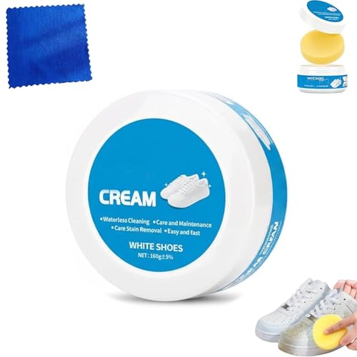VQRTPXZ Crema Limpiadora for Zapatos Blancos Sin Lavado con Esponja, Crema Limpiadora Sólida para Zapatos Blancos, para Zapatos de Cuero, Lona y Deportivos(1PC)