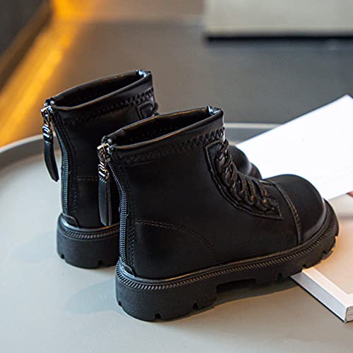 Winter Children Boots Boys And Girls Ankle Shoes Thick Soles Non Slip Solid Color Warm Back Zipper High Heels for4