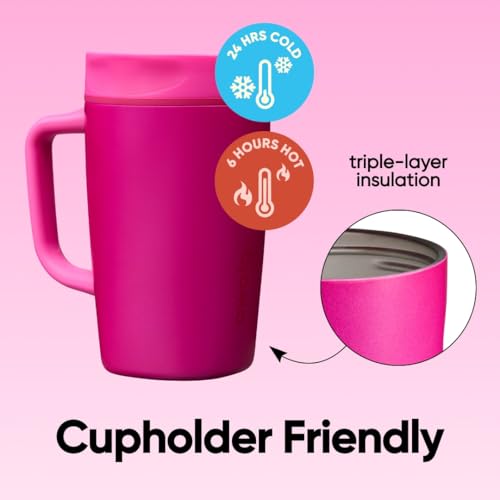 Image of Owala SmoothSip Slider Stainless Steel Insulated Travel Mug with Handle, 100% Leak Proof, For Hot and Cold Drinks, Travel Friendly with Sliding Lock Lid, 12oz, BPA Free, Leak Proof, Read My Lips
