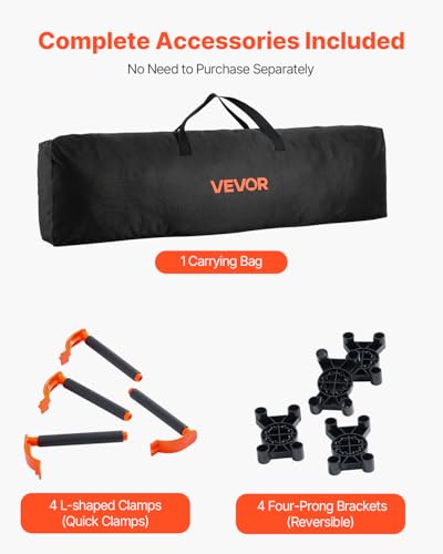 Image of VEVOR Portable Folding Workstand, 6.12 x 4.14 ft Collapsible Workbench, 4500 lbs Weight Capacity, No Assembly Foldable Work Stand with Storage Bag, Table Top NOT Included, for Garage Workshop Outdoor