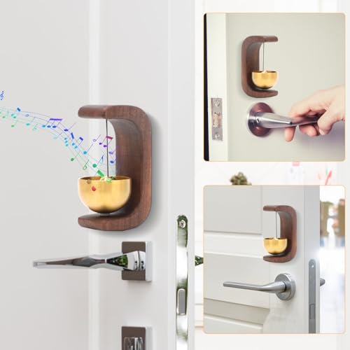 Gohytal Magnetisches TüRglocke Ohne Bohren, Retro Türklingel Willkommenstürklingeln für Haustüren Suction Door Type Solid Wood Wind Chime Artisan Cafés Haustüren Haustiertüren Geschäfte Kühlschränke