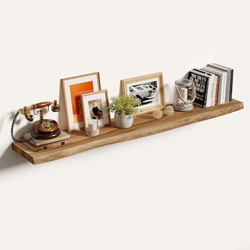 Image of Vivelove Wood Floating Shelves Live Edge 55 inch Set of 1, Natural