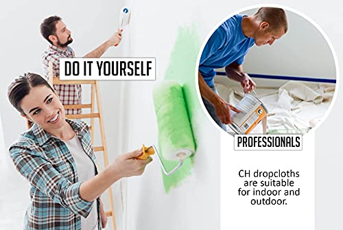 Canvas Drop Cloth for Painting (Size 6 x 9 Feet - Pack of 4) - Pure Cotton Painters Drop Cloth for Painting, Furniture & Floor Protection - All Purpose Thick Canvas tarp with Double Stitched Edges