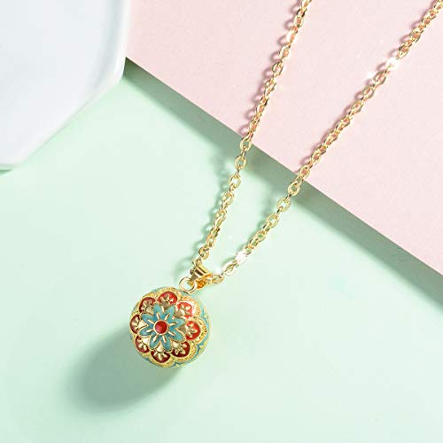 EUDORA Harmony Bola Vintage Angel Caller Pregnancy Women Necklace Guardian Angel Wishing Chime Ball Bola Pendant for Future Mama Jewellry Original Gift for Women Mother Wife Sisters, 45inch + 30inch3