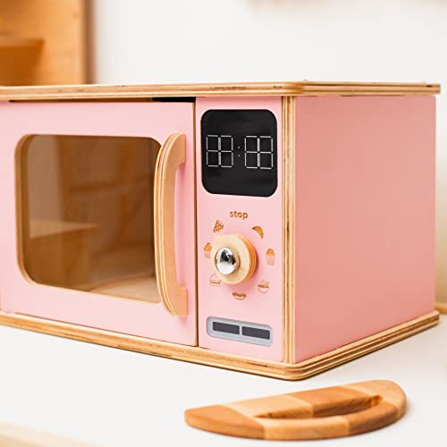 Wooden Kids Microwave Oven Montessori Furniture for Toddler Play Toy Microwave Wood Kids Playroom Natural Wooden Nursery Decor Birthday Baby Gift Neutral Room Kids Gift 2nd 3rd Birthday (Natural) - Image 8