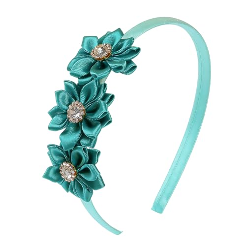 Soft Fabric Floral Rhinestones Hair Hoop Props with Nonslip Feature for Uncomfort Long Term Wear in Active Setting Multi Petal R