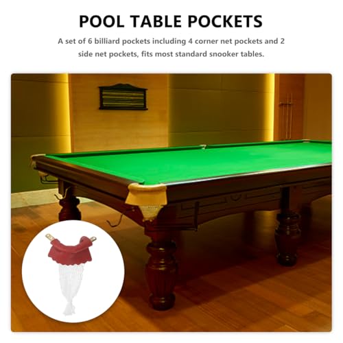 Gatuida Billard Tasche: 6 Stück Billardtisch Fallnetz Mesh Tasche Leder Snooker Tisch Ersatz Netze Kit Passend Pool Table Pockets für Meisten Standard-Billardtische Snooker
