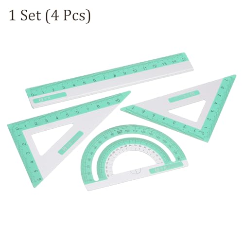 Kozelo Conjunto geométrico de 4 peças - [régua de 15 cm] Conjunto de matemática com gravação a laser