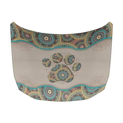 Image of Paw Print Print Hood Covers for Cars All-Season Protection Fabric Hood Cover Stretch Polyester Fabric Cover Removable Automotive Accessories Ft Fits Most Cars