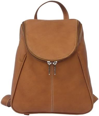 Piel Leather U-Zip Backpack, Saddle, One Size