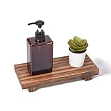 RiLiKar Small Wood Pedestal Stand Farmhouse Wooden Risers for Display Decorative Soap Dispenser Tray