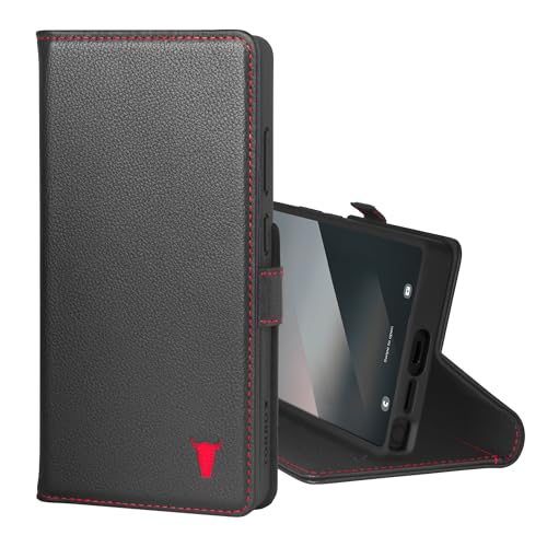 TORRO Premium Leather Case Compatible with Samsung Galaxy S25 Ultra 5G (6.9) 2025 Genuine Leather Wallet Flip Folio Case with Kickstand and Card Slots (Black)