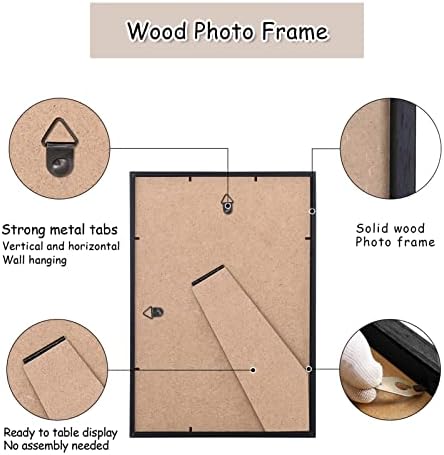 A4 Picture Photo Frame,21x30cm Certificate Frames Made of Solid Wood with plexi glass front for Wall Hanging and Tabletop display, Black, pack of 4