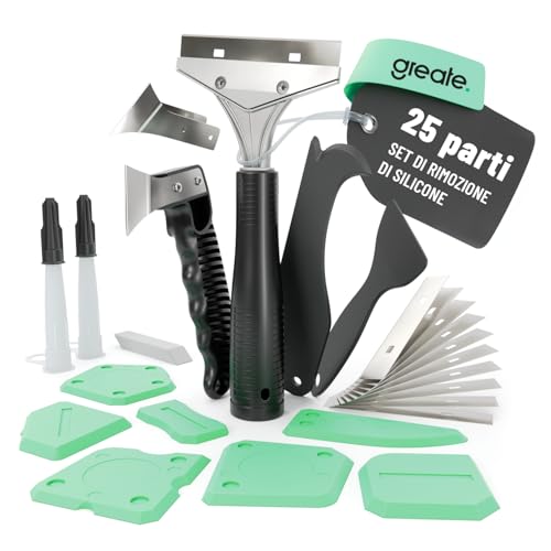 greate Kit raschietto silicone & lisciatore 25 pezzi - Taglia giunti, rimuovi & spatola per rimuovere & rinnovare giunti in silicon & acrilico - Calatafaggio per silicone - calafataggio