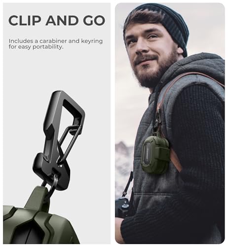 Image of Dexnor for Bose QuietComfort Earbuds Protective Case with Drop-Proof Lock, Shockproof Rugged Bumper Cover with Carabiner & Keyring for Bose QuietComfort Earbuds 2024 Green（Charger not Included）