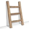 FUIN Fully Assembled Wooden Tea Towel Ladder, Mini Ladder Towel Rack Display Hanger, Small Rustic Farmhouse Tea Towel Stand Holder for Country Bathroom Decor, Brown