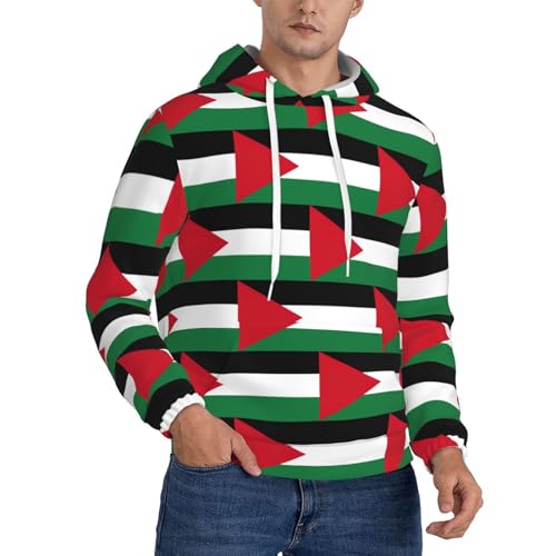 Sweat à capuche drapeau palestinien homme - Pull manches longues avec cordon de serrage