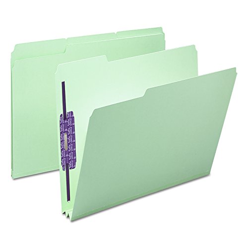Smead-Pressboard-Fastener-File-Folder-with-SafeSHIELD-Fasteners-2-Fasteners-13-Cut-Tab-2-Expansion-Letter-Size-GrayGreen-25-per-Box-14934
