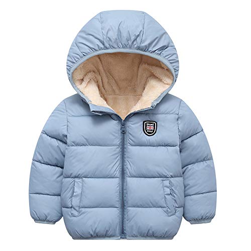Image of Happy Cherry Boys Girls Winter Thick Jacket Warm Fleece Fur Lining Zipper Hooded Windproof Coat Outwear for 1-7 Years