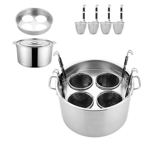 Secchio per Bollire La Pasta Multifunzionale da Cucina, Cuocipasta A 3/4/5 Fori, Pentole in Acciaio Inox con Cestelli Scolapasta, Strumento di Cottura per Pasta, Tagliatelle, Gnoc，A-4 Holes
