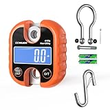 CCWEIGH Digital Hanging Scale 440lb/200kg, with ABS Plastic case & Big LCD Display- Portable Handheld Scale with Hooks for Industrial, Farm, Warehouse, Hunting & Fishing (Orange)