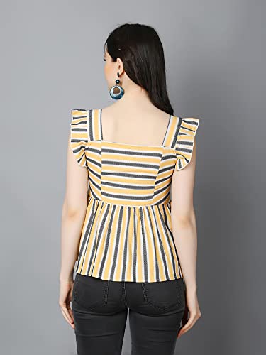 Image of ZUVINO Striped Cotton Tops for Women || Sleeveless Peplum Tops for Women || Stylish Summer Tops for Women.