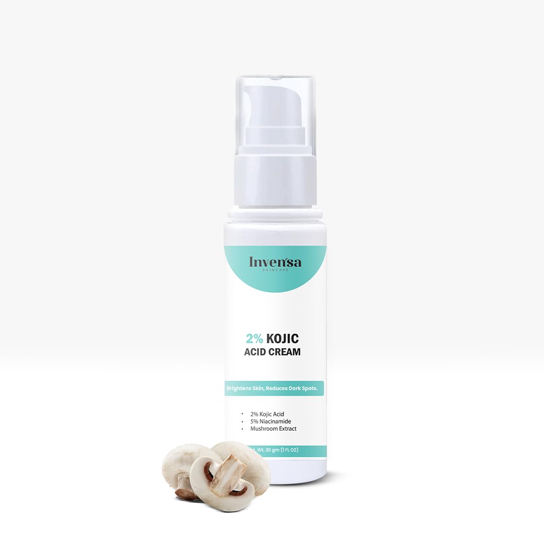 Invensa 2% Kojic Acid Face Cream | Non-Greasy For Pigmentation, Blemishes, White Skin Brightening, Uneven Skin Tone, Sun Damage, Anti-Aging, Dark Spots Treatment for Men & Women - 30 Gm