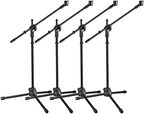AW 4-Pack Adjustable Microphone Stand Boom Arm Mic Mount Quarter-turn Clutch Tripod Holder Audio Vocal Singing Speech Stage Outdoor Activities Stage