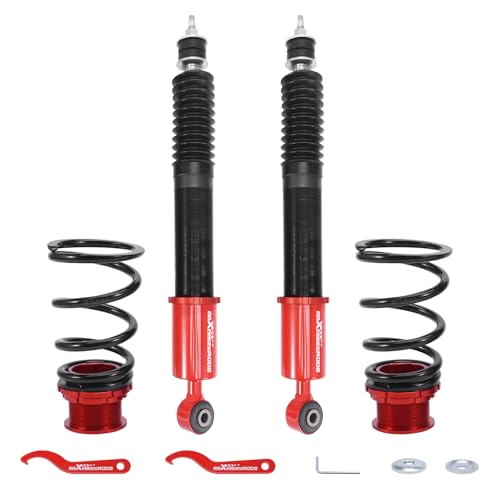 maXpeedingrods 2Pcs Rear Coilovers for Ford Mustang GT/Base SN95 1994-2004 Convertible Coupe, 24 Levels Damper Adjustable Coilovers Suspension Kit, Height Adjustable Lowering Kit, Red