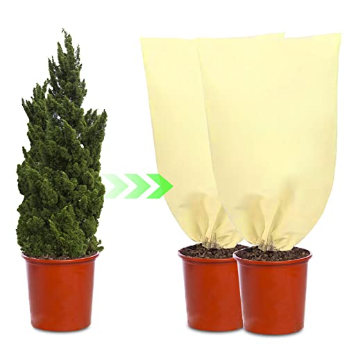 VAZILLIO Lot de 2 housses de protection en polaire pour plantes de jardin - 80 g/m² - Résistante aux déchirures - Pour l'hiver - 80 x 60 cm Cover