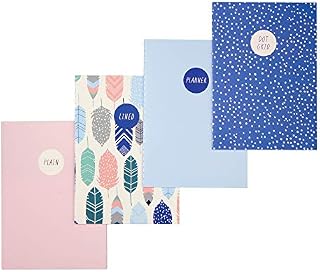 Pukka Pad, Carpe Diem 32 Page A6 4 Pack  Includes Plain, Lined, Dotted, and Planner Notebooks  Hearts