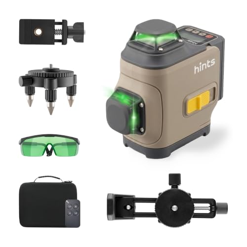 Hints 3D Laser Level Self-Leveling 3x360°, 3 Beams, 100Ft, ±1/12" Accuracy, IP54, Outdoor Pulse Mode, Remote and Gesture Control, Type-C Charging, Storage Case and E xtra Li-ion Battery included - image 1