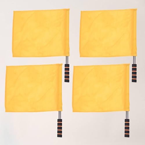 PartyKindom 4 StüCk Schiedsrichter Flaggen Gelb Mit Edelstahlstange Und Schwammgriff FüR Linienrichter FußBall Und Bahnsport Bahnschiedsrichter Signalfahne