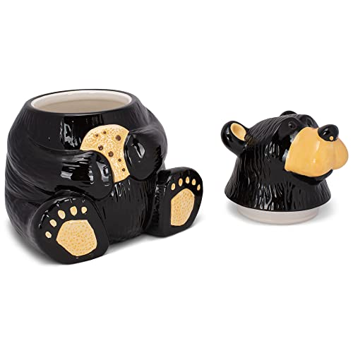 Demdaco Cute Bear With Cookie Classic Black 12 X 9 Glossy Ceramic Cookie Jar Container #TOP4