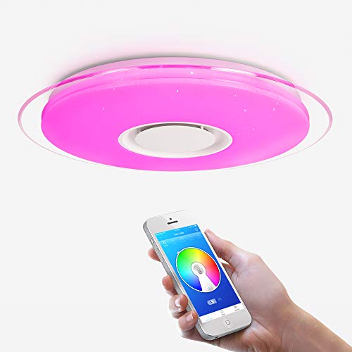 Preisvergleich Produktbild OFFDARKS LED-Deckenleuchten mit Bluetooth-Lautsprecher, App-Fernbedienung + Helligkeit verstellbar + Farbwechsel 52W 550MM Redondo
