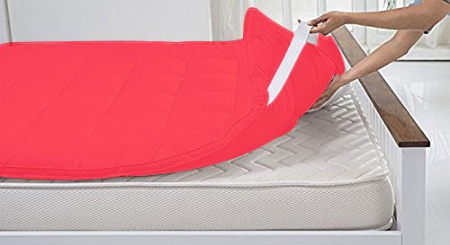 Image of Linenwalas Microfiber Single Bed Mattress Padding /Topper - Red - 36 inch X 78 inch