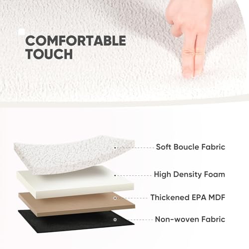 Image of B FSOBEIIALEO Ottoman with Storage for Living Room, Sherpa Folding Storage Ottoman Foot Rest, 30 Inches Collapsible Bedroom Bench White Cream