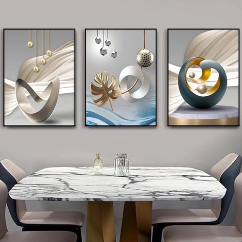 Art mural géométrique moderne pour salon et bureau triptyque d'images abstraites nordiques 30x45cm