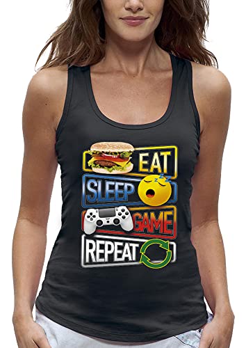 Débardeur Eat Sleep Game Repeat motif imprimé résistant