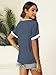 EyMuse Women Summer Top V Neck Short Sleeve Blouse Casual Loose Tees Comfort Colors Tshirt 2025 Fashion Beach Vacation Clothe Navy, S