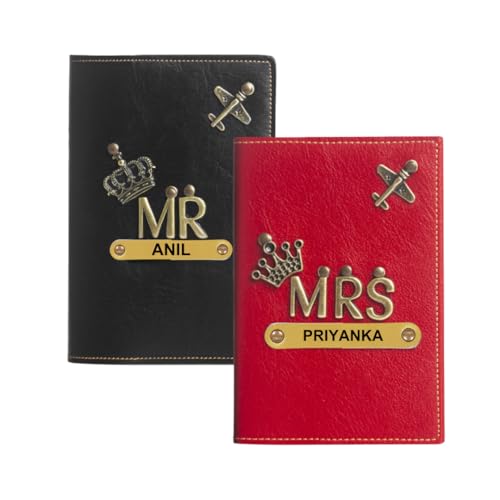Image of ncgifts Couple Personalized Passport Cover for Men and Women | Customized Travel Accessories Organizer | Vegan Leather Passport Holder | Unisex Handcrafted Gift | Gift for Birthday /Anniversery