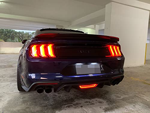 Ijdmtoy Smoked Lens All-In-One Led Rear Fog Light Kit Compatible With 2015-2017 Ford Mustang, W/Brilliant Red Led Ring As Tail/Brake Lamp & White Led As Backup Reverse Lamp #TOP5